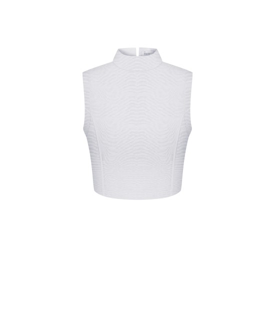White sleeveless top